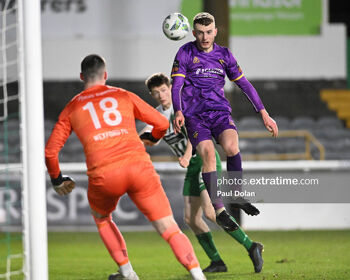 Reece Webb clears under pressure from a Bray Wanderers attack