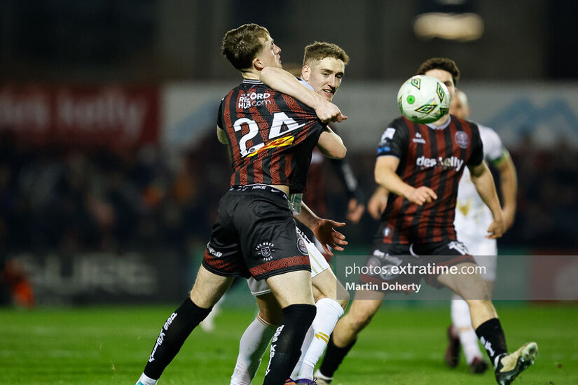 hn Martin of Shelbourne FC in action against Cian Byrne of Bohemian FC
