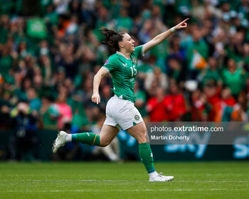 Lucy Quinn celebrating Ireland's opener