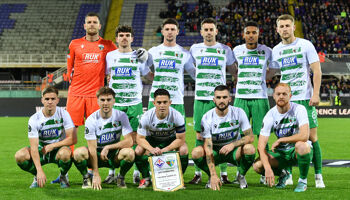 The New Saints FC pose for a team photograph prior to the UEFA Conference League 2024/25 League Phase MD1 match between ACF Fiorentina and The New Saints FC at  on October 03, 2024 in Florence