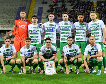 The New Saints FC pose for a team photograph prior to the UEFA Conference League 2024/25 League Phase MD1 match between ACF Fiorentina and The New Saints FC at  on October 03, 2024 in Florence