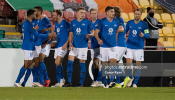 Molde celebrating scoring against Dundalk in Tallaght Stadium in the 2020 Europa League