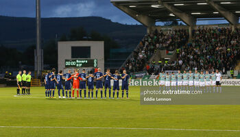 Djurgarden and Shamrock Rovers ahead of kick off in the game in Tallaght in September