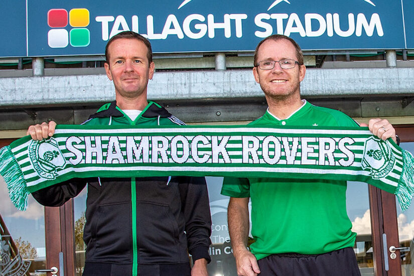 Collie O'Neill (left) with Rovers Head of Women's Football Jason Carey