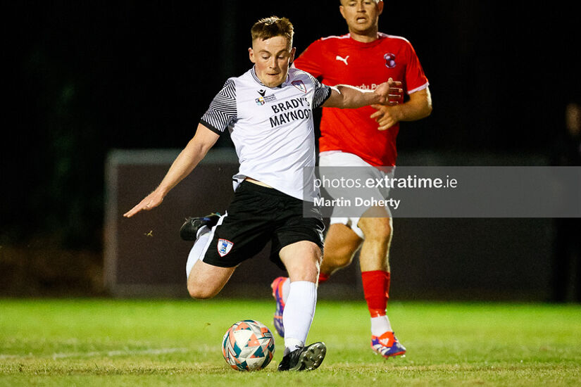 Patrick O'Sullivan in action for Maynooth Town against Tolka Rovers on Tuesday night