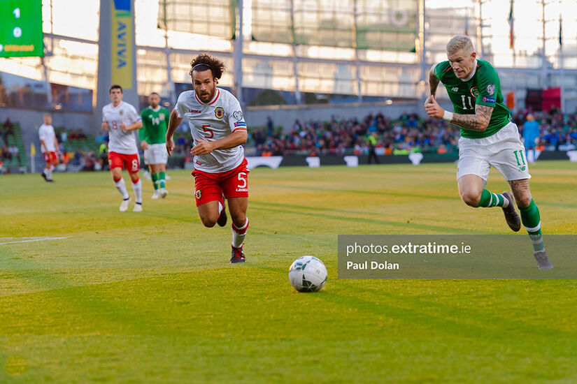 James McClean in action against Gibraltar in Ireland's 2-0 home win in 2019