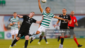 Graham Burke reacts during Rovers' 1-0 first leg loss to Breidablik