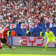 Saba Lobjanidze of Georgia shoots over and misses with the last kick of the game in the UEFA EURO 2024 group stage match between Georgia and Czechia at Volksparkstadion on June 22, 2024 in Hamburg, Germany.