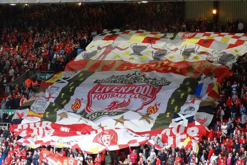 Liverpool flag in Anfield