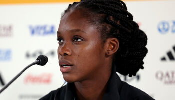 Linda Caicedo of Colombia answers questions from the media during the Colombia Press Conference on July 24, 2023 in Sydney.