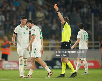 Matt Doherty sent off in the dying embers of the Greek defeat