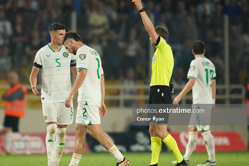 Matt Doherty sent off in the dying embers of the Greek defeat