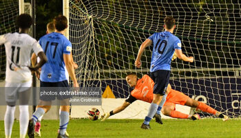 Waterford goalkeeper Brian Murphy saves Colm Whelan's penalty kick