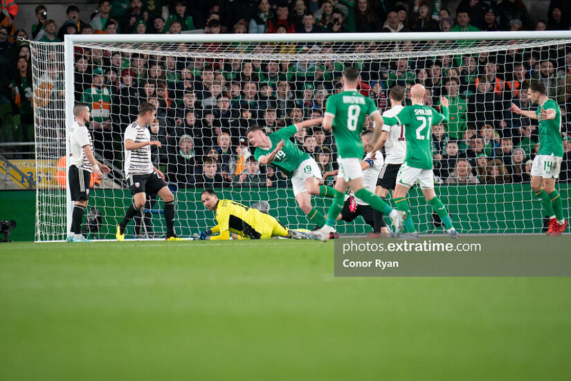 Evan Ferguson scoring his first ever Irish goal and the second goal of the game