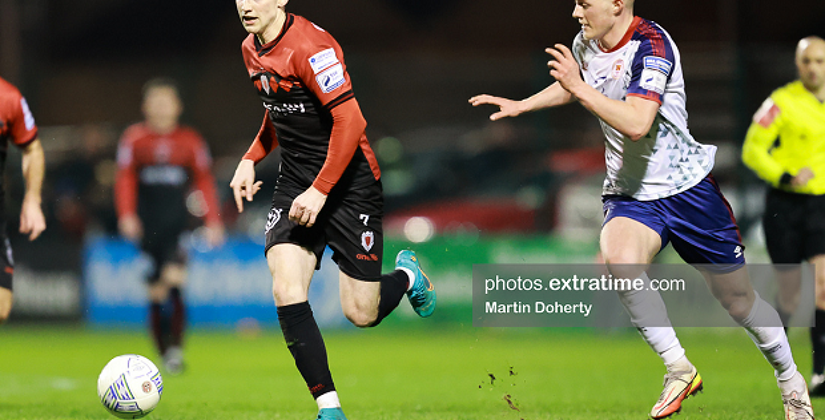 Stephen Mallon in action as Bohemians win 1-0 against St Patrick's Athletic at Dalymount Park on Monday, 28 February 2022.