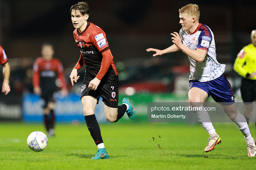 Stephen Mallon in action as Bohemians win 1-0 against St Patrick's Athletic at Dalymount Park on Monday, 28 February 2022.