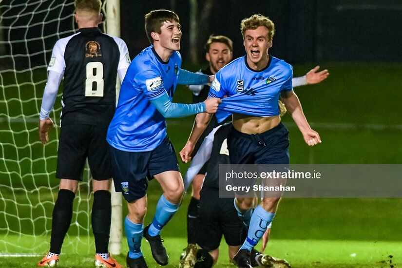 UCD's Mark Dignam, reacts after scoring his sides first goal in last night's draw with Athlone Town.