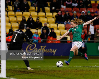 Amber Barrett scoring for Ireland against Georgia last November