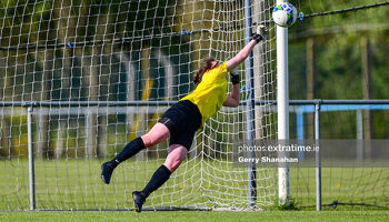 Athlone Town WFC goalkeeper Abbiegayle Royanne makes one of many great saves during the Peamount United v Athlone Town game 