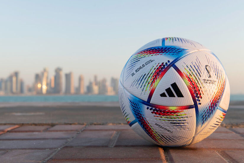 Al Rihla football on the Doha waterfront