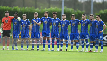 Waterford team ahead of their First Division playoff game against Treaty United on Saturday, 28 October 2023.