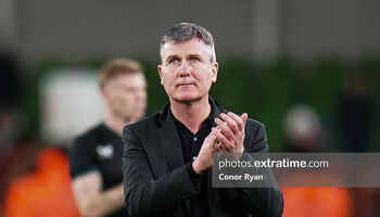 An emotional Stephen Kenny clapping the fans after the final whistle for what turned out to be his final game in charge of Ireland