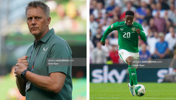 Ireland boss Heimir Halgrimsson (left) and winger Chiedozie Ogbene