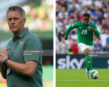 Ireland boss Heimir Halgrimsson (left) and winger Chiedozie Ogbene