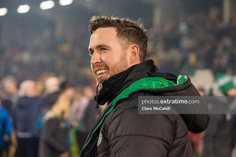 Stephen Bradley all smiles after the final whistle as win over Harps hands Hoops the title