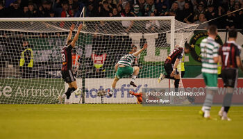 Rory Gaffney Shamrock Rovers FC scores the second goal of the game