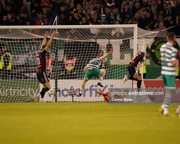 Rory Gaffney Shamrock Rovers FC scores the second goal of the game
