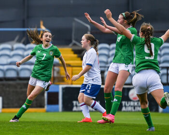 Elly Kelly celebrates scoring for Ireland Under-16
