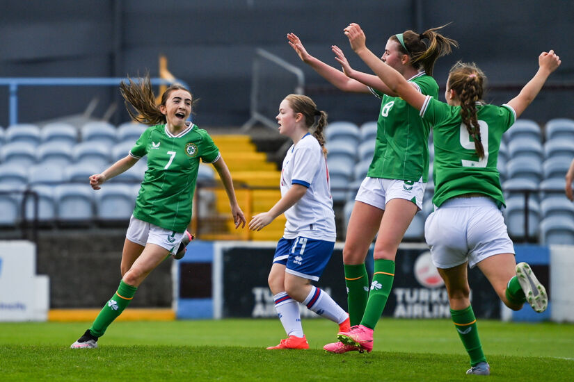 Elly Kelly celebrates scoring for Ireland Under-16