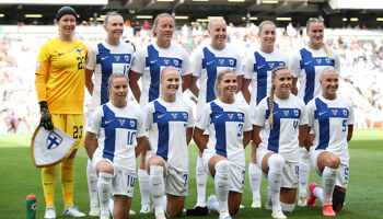 Finland's team ahead of their Euro 2022 game against Spain in Milton Keynes