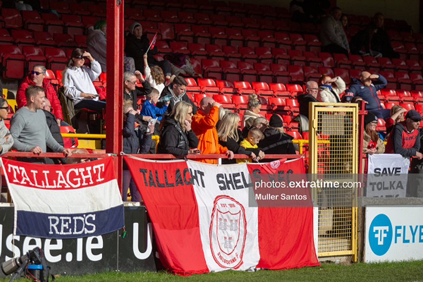 Shelbourne fans at Tolka Park for the WNL game between Shelbourne and Bohemians on Saturday, 5 March 2022.