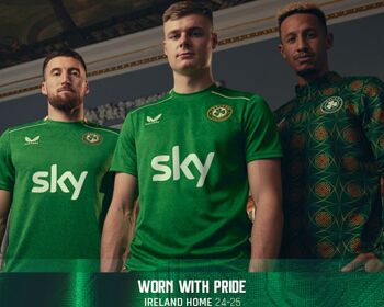 The new Ireland Castore kit adorned with the new sponsor logo from Sky