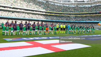 England and Ireland line up at the Aviva in the UEFA Nations League