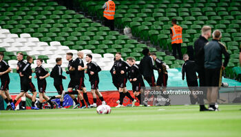 Bohemians players warm up ahead of the 3-0 Europa Conference League win over F91 Dudelange on July 29th, 2021.