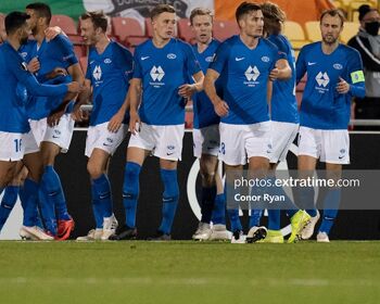 Molde celebrate scoring against Dundalk in the 2020 Europa League