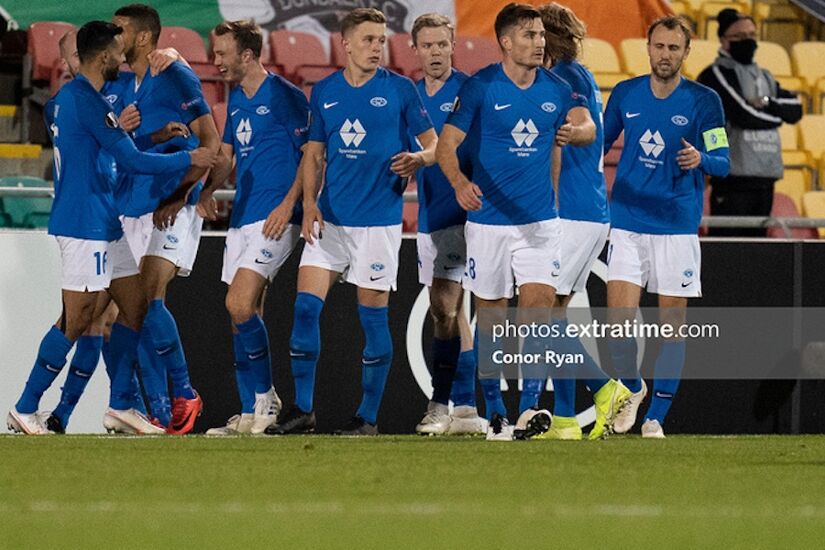 Molde celebrate scoring against Dundalk in the 2020 Europa League