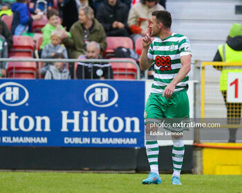 Aaron Greene after scoring his goal for Shamrock Rovers in Richmond Park