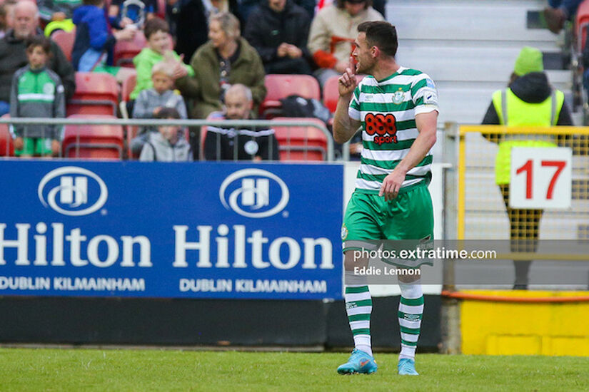 Aaron Greene after scoring his goal for Shamrock Rovers in Richmond Park