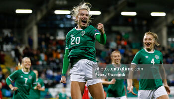 Saoirse Noonan celebrating her goal against Georgia