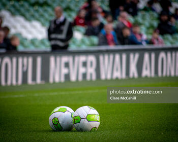 Liverpool's club slogan, 'You'll Never Walk Alone,' pictured at the Sean Cox fundraiser at the Aviva Stadium in 2019.