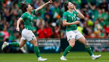 Lucy Quinn celebrates her goal, running towards her parents in the crowd
