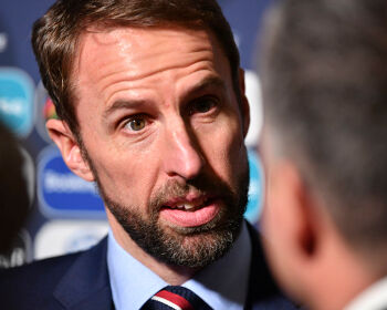 England coach Gareth Southgate during a flash interview following the UEFA Nations League Finals draw at the Shelbourne Hotel on December 3, 2018 in Dublin, Ireland. (Photo by Harold Cunningham - UEFA/UEFA via Getty Images)