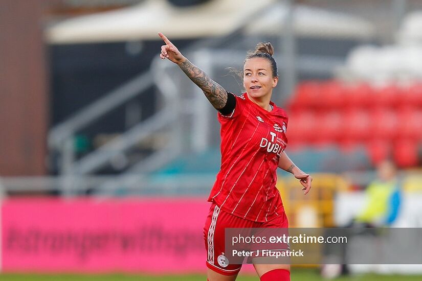 Shels skipper Pearl Slattery saw red but the Reds prevailed with a late late winner