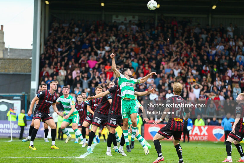 Action from Bohemians' 2-1 home win against Shamrock Rovers in their last league game