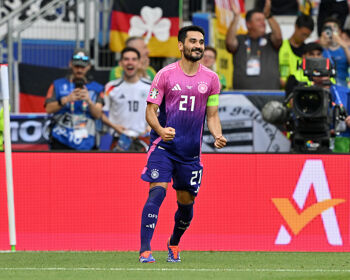 Ilkay Guendogan of Germany celebrates scoring his team's second goal during the UEFA EURO 2024 group stage match between Germany and Hungary at Stuttgart Arena on June 19, 2024 in Stuttgart