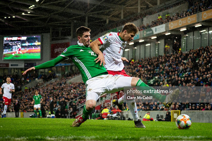 Kyle Lafferty in action against Belarus at The National Stadium at Windsor Park